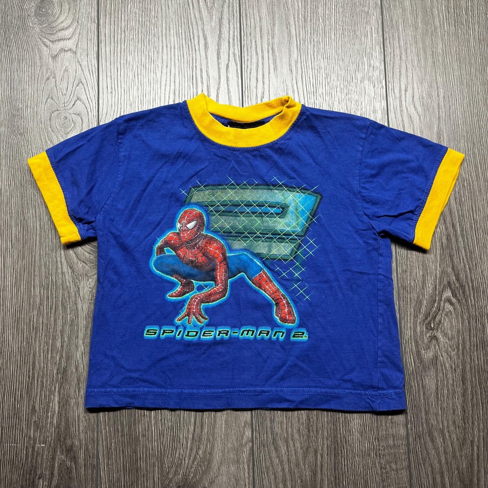 Vintage Spiderman 2 Movie Promo T Shirt Youth Boys 4 Medium Blue